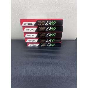 TDK D-60 Cassette Tapes, New Sealed, Lot of 5